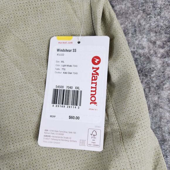 Marmot Windshear Shirt Mens 2XL Khaki Tan Hiking Permeable Wicking Outdoor - Picture 5 of 11